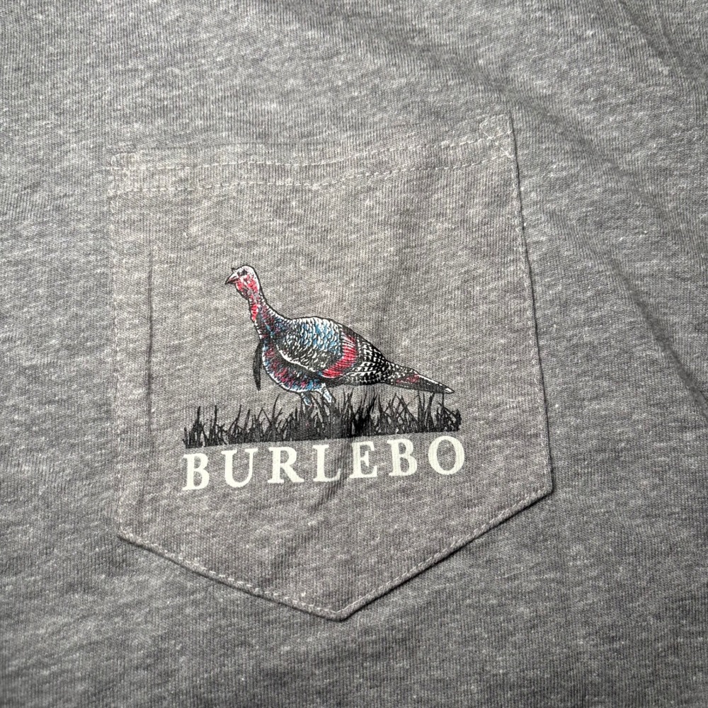 Burlebo Mens XL Gray Short Sleeve Pocket T-Shirt Turkey Live Wild Graphic Tee - Picture 2 of 9